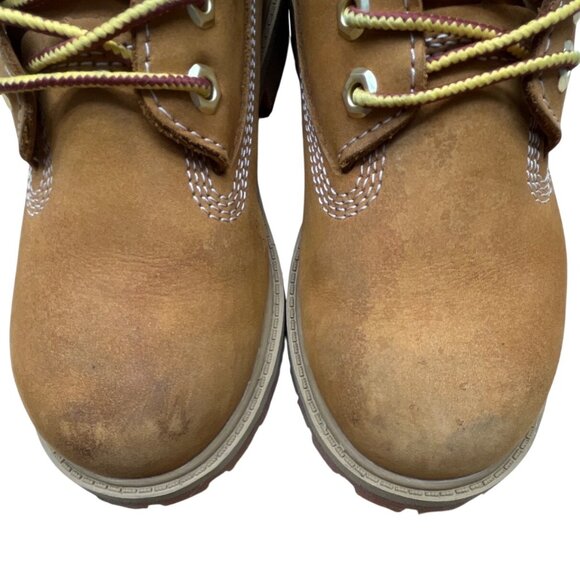 Timberland Premium Youth Brown Nubuck Waterproof Wheat 6" Boots Size 1.5M - Picture 3 of 11